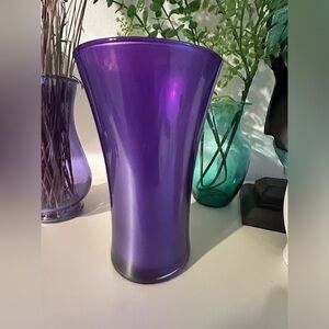 Purple, opaque cylinder vase.  9”